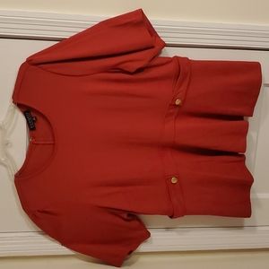 Eloquii, short sleeve, Peplum shirt w/gold buttons.